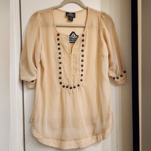 Angie Moni Stitch Fix Studded Light Peach Blouse S Small NWT